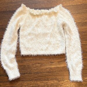 Chic Off-Shoulder Cream Sweater